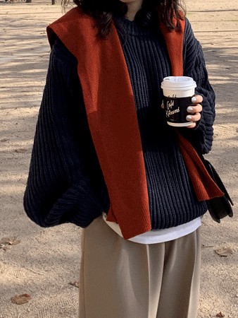 cardigan shawl muffler (4color) 울100