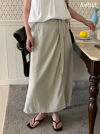 자체제작 wrap maxi skirt (beige)