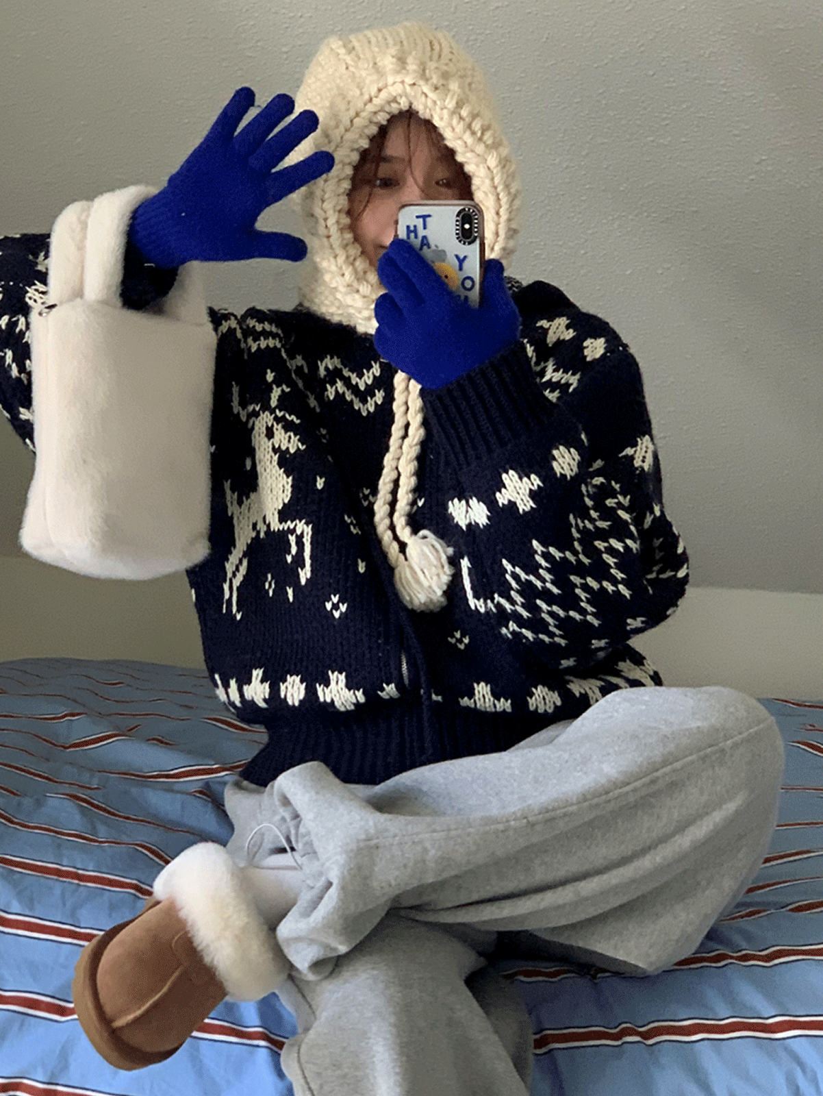nordic deer zip-up knit (2colors) 두툼한두께감,추천!