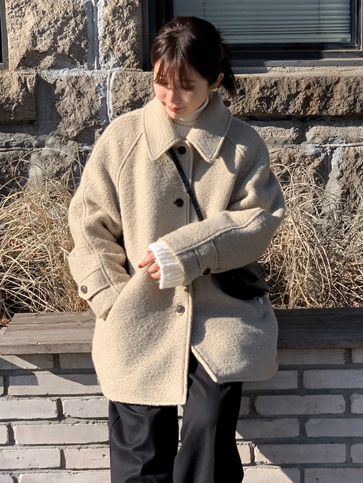 warm boucle half coat (2colors) 울70,퀄리티굿!