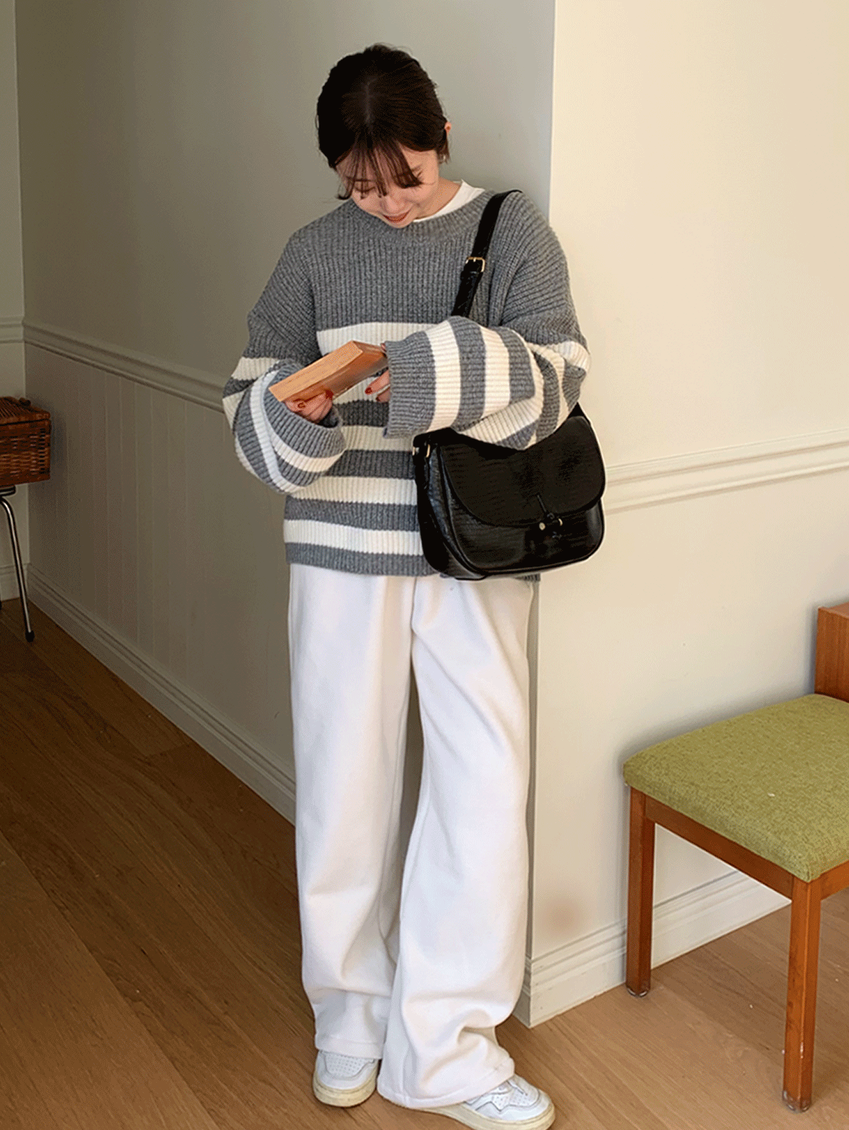 wool stripe loose knit (3colors) 울35