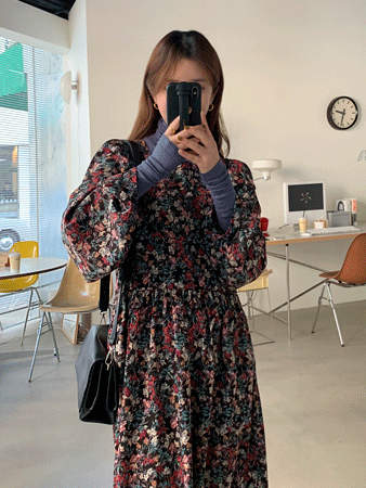 flower puff sleeve dress (2color) 재진행!