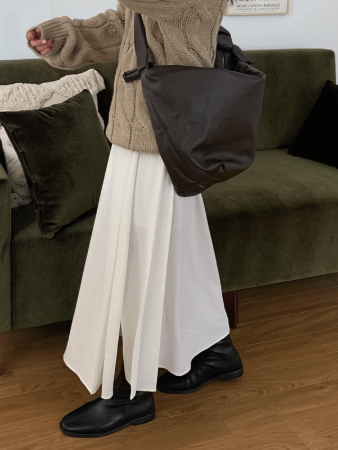 2 pleats silky skirt (3colors)