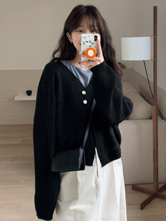 small two button cardigan (black)