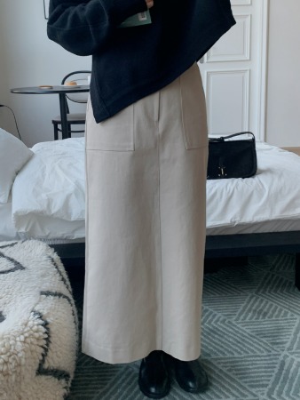 twill solid h skirt (beige)