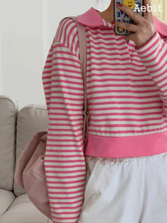 자체제작 stripe collar top (pink) 추천!