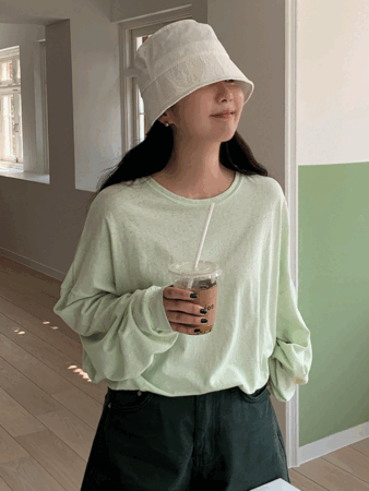 low loose fit long-sleeve top (4color)