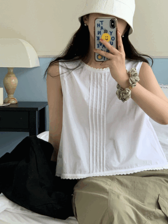 irene lace sleeveless blouse (2color)