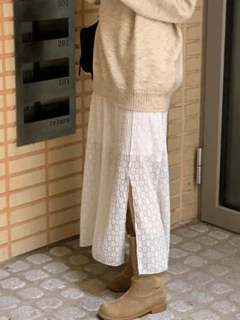 barnet lace slit skirt (2color)
