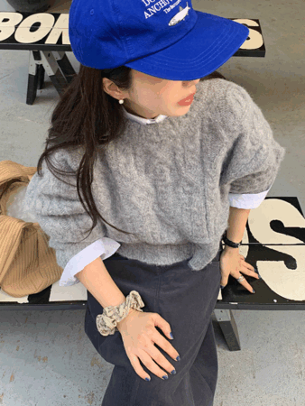 youth semi crop knit (5color)